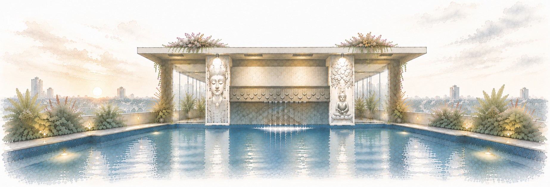 Terrace swimming pool at Super Homes Abhirama